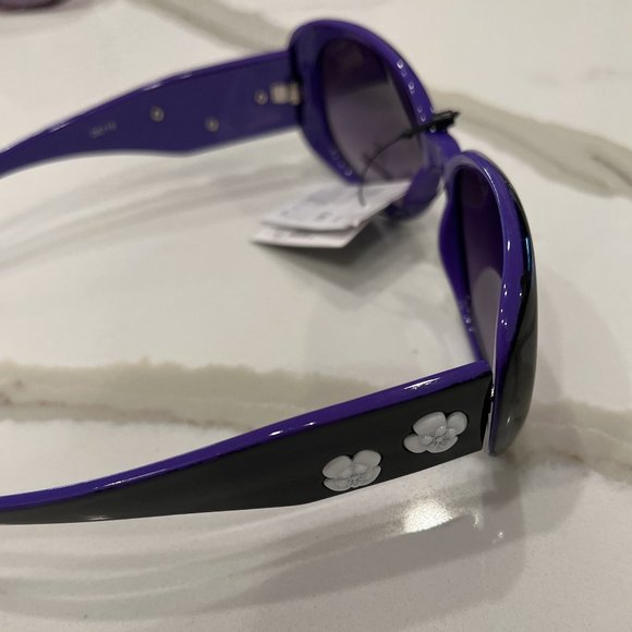 ***SALE***NWT White Camellia Flowers Sunglasses 100 UV Protection Black/Purple - Picture 5 of 7